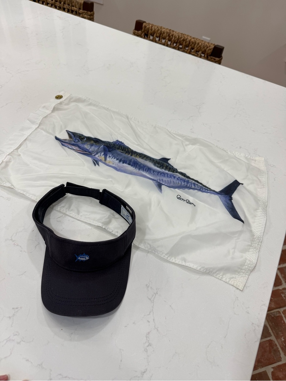 TaylorMade Black Visor with Blue Fish Embroidery